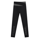 AW color block leggings in Black with Dark Gray, back, I am the weight line up the left leg and Become the Gym up the right