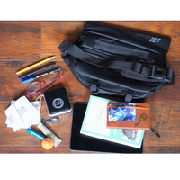 AW Unisex Double Tuck Fanny Pack In Waterproof Black Oxford Canvas