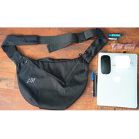 AW Unisex Moon Sling Bag in Black Nylon