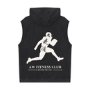 AW Letter 26 sleeveless hoodie in Black, back, large Runningman print set club-jacket style