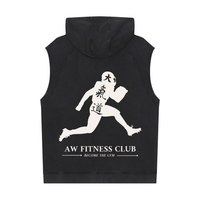 AW Letter 26 sleeveless hoodie in Black, back, large Runningman print set club-jacket style