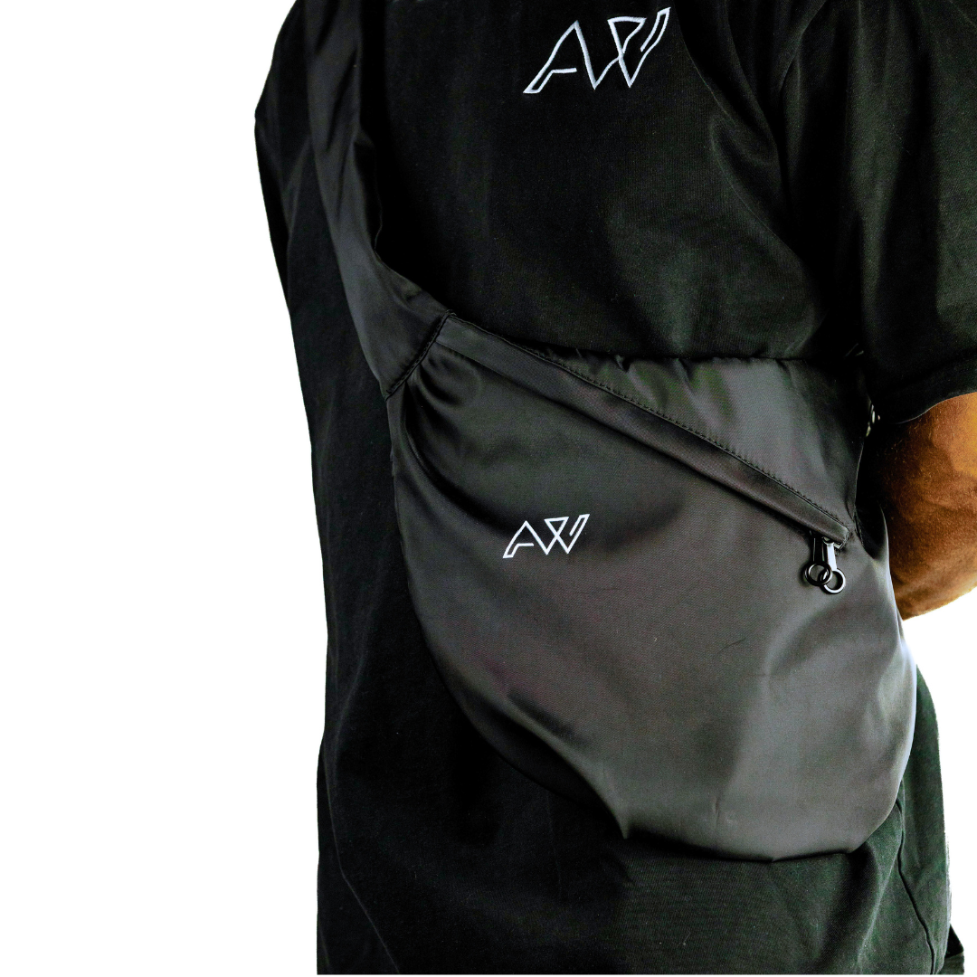 AW Unisex Moon Sling Bag in Black Nylon