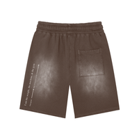 Runningman washed training shorts in Brown, back, I am the weight, the machine, and the gym printed up the left leg