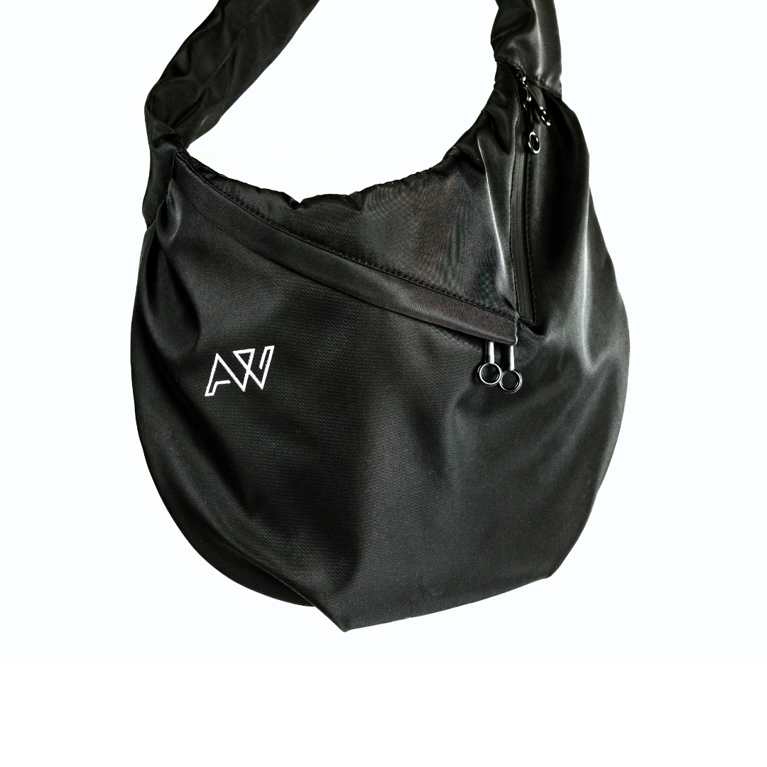 AW Unisex Moon Sling Bag in Black Nylon