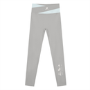 AW color block leggings in Light Gray with Light Blue, front, runner mark at the waistband and Dai Ki Do kanji on the right leg