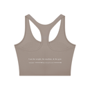 AW color block crop top in Gray Purple with Brick Red, back, I am the weight, the machine, and the gym above the Dae-Qi-Do line