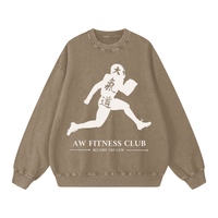 Runningman snow wash sweatshirt in Taupe, front, AW Fitness Club runner lockup with the Become the Gym tagline
