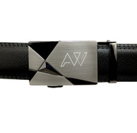 Automatic Roller Buckle Full-Grain Leather Belt
