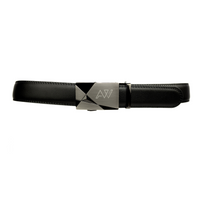 Automatic Roller Buckle Full-Grain Leather Belt