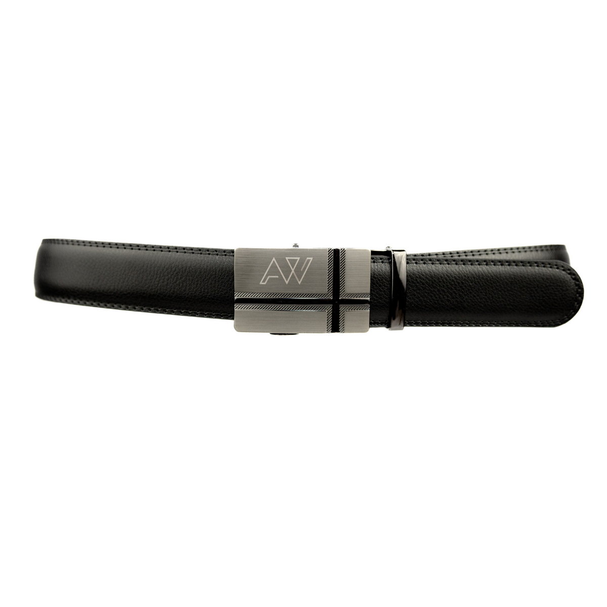 Automatic Roller Buckle Full-Grain Leather Belt