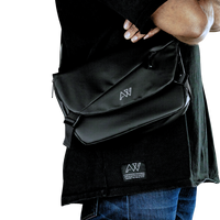 AW Men's Messenger Bag In Waterproof Black Oxford Canvas