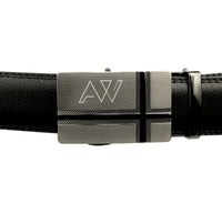 Automatic Roller Buckle Full-Grain Leather Belt