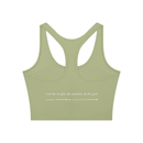 AW color block crop top in Green with Dark Gray, back, I am the weight, the machine, and the gym above the Dae-Qi-Do line