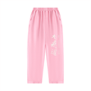 Runningman mineral wash sweatpants in Pink, front, Dai Ki Do kanji with the Big Vitality Path translation down the right leg