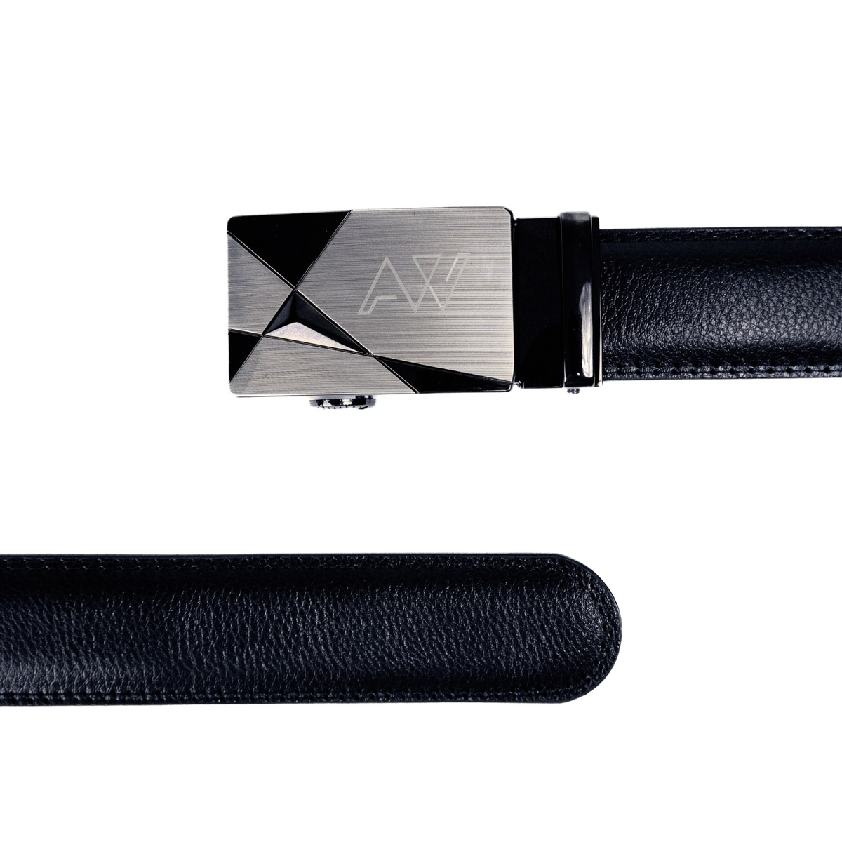 Automatic Roller Buckle Full-Grain Leather Belt