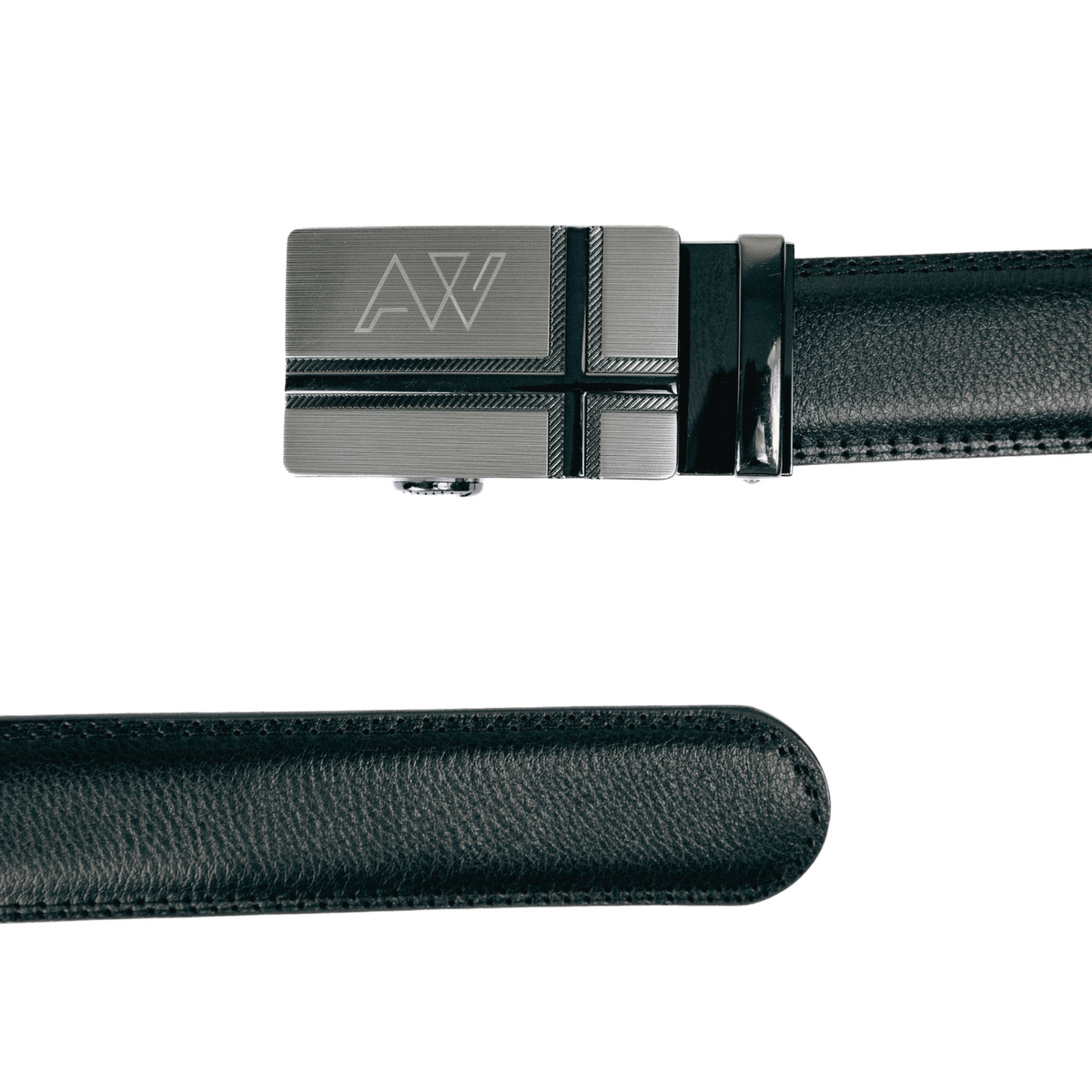 Automatic Roller Buckle Full-Grain Leather Belt