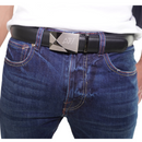 Automatic Roller Buckle Full-Grain Leather Belt