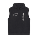AW Letter 26 sleeveless hoodie in Black, front, AW mark on the chest with the Daeqido characters alongside