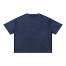 Runningman boxy tee in Navy, back, no print