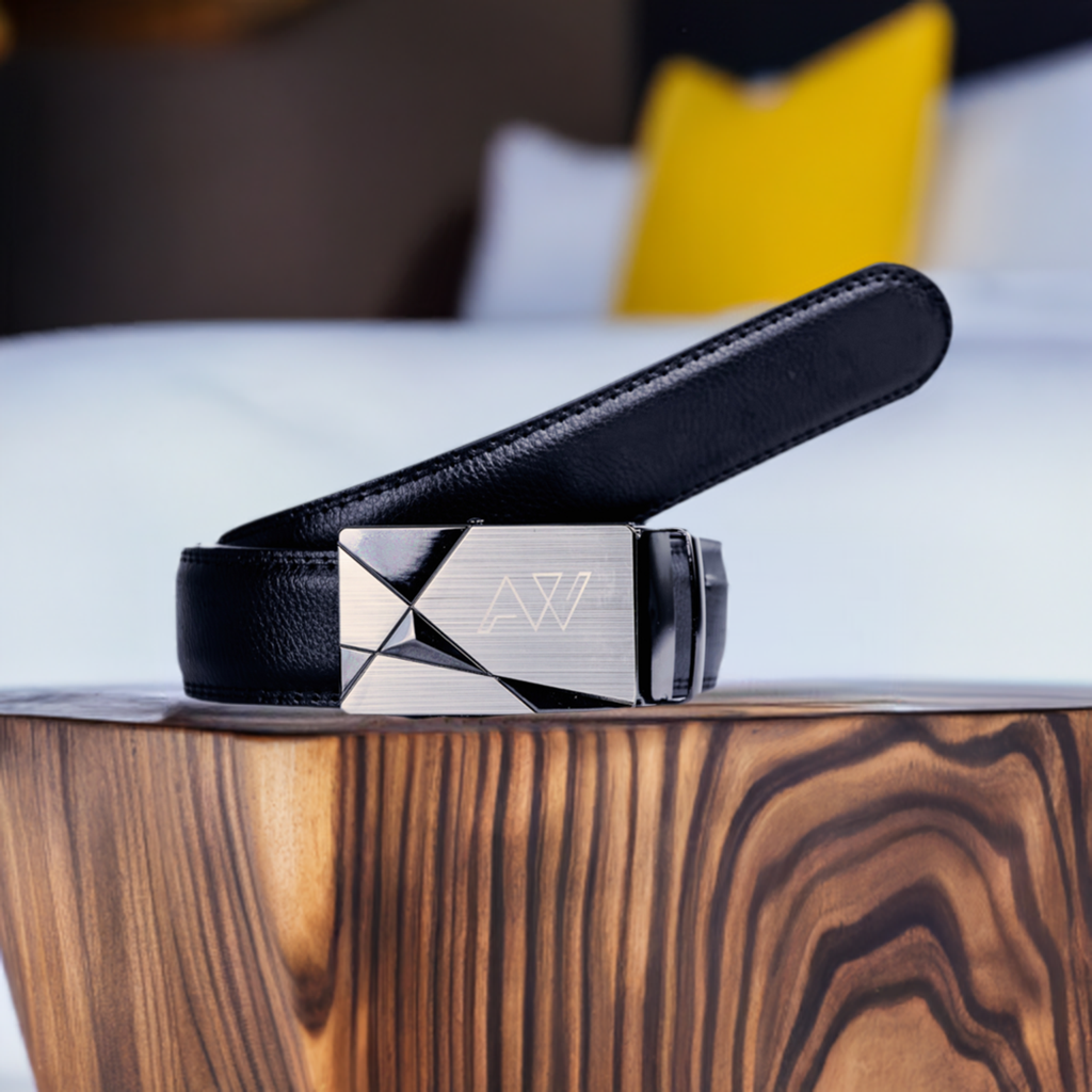 Automatic Roller Buckle Full-Grain Leather Belt